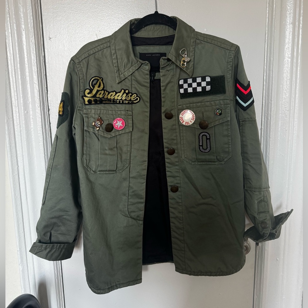 Marc Jacobs Dark Green Military Jacket with Patches and brooches